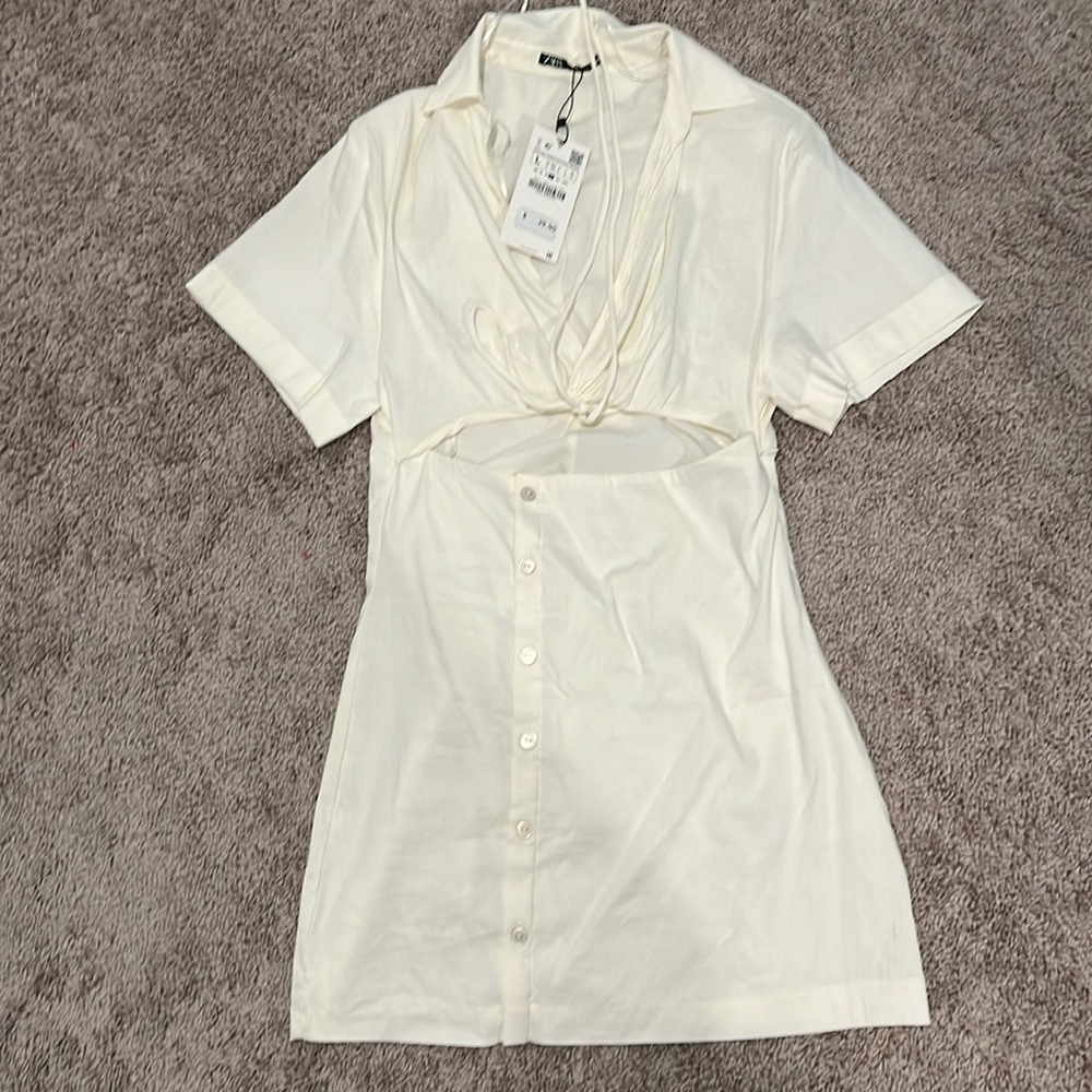 Zara Cut Out White Mini Dress